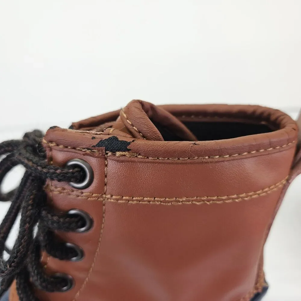 Khombu Kids 12 Montana Duck Boots Brown Blue Insulated ThermoLite Leather Upper